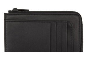 Alexander McQueen Biker Skull Zip Card Holder in Black/Red, featuring an all-over red skull motif on premium black leather.