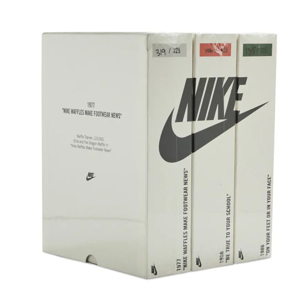 Nike Vintage Ad Puzzle Set featuring vibrant 1970s and 1980s ads, showcasing bold designs and classic sneaker culture.