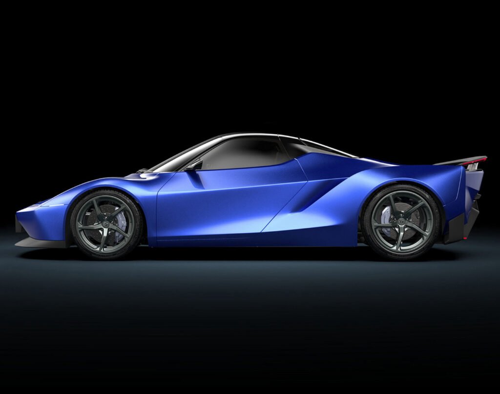 2025 Acura NSX concept showcasing a sleek, aerodynamic design with futuristic LED lights and a hybrid-electric powertrain