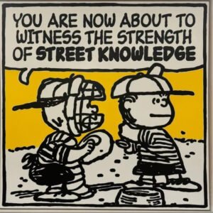 A vibrant and dynamic artwork by Mark Drew depicting a fusion of pop culture and rap lyrics