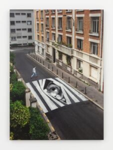 JR’s Finding Hope, Day View, Paris, France, 2020 – a large-format color photograph with plexiglass, wood, and aluminum