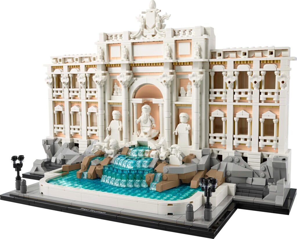 LEGO Architecture Trevi Fountain (21062) set showcasing intricate details, statues, and cascading water effects