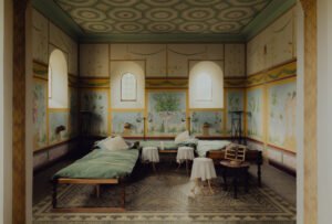 Villa Ventorum, a reconstructed Roman villa in Somerset, showcasing authentic Roman design amidst lush green landscapes