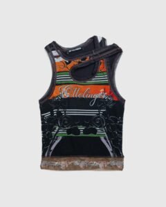 The Ottolinger Mesh Tank Top featuring an avant-garde design with a sheer finish and unique print details for bold styling