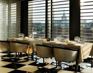 Interior of Armani/Ristorante showcasing luxurious decor and gourmet Italian dishes in an upscale dining atmosphere