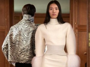 A model wearing Jacquemus Spring Summer 2025 ‘La Croisière’ collection at Paris Men’s Fashion Week, showcasing luxury tailoring