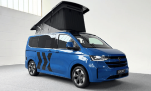The new VW Bulli camper van featuring a retro-inspired design, hybrid powertrain, and a versatile, high-tech interior