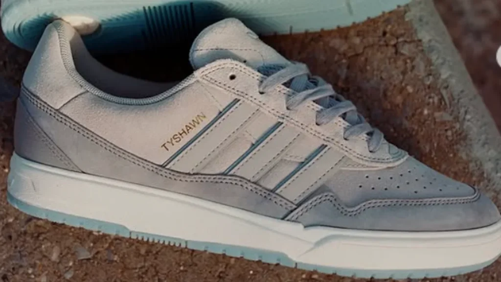 The adidas Tyshawn II 'Light Onix' skateboarding shoe, featuring a stylish colorway and advanced technical features