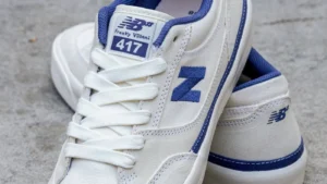 The updated New Balance Numeric Franky Villani 417, a low-profile skate shoe designed for durability, grip, and board control