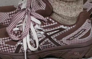 Story mfg. x ASICS GEL-Venture 6 sneakers in gingham print with handcrafted details and eco-friendly materials