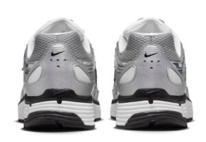 Nike P-6000 Metallic Silver shoe featuring chrome overlays and mesh upper, showcasing its retro-inspired design