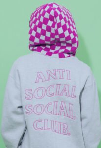 Anti Social Social Club SS25 bomber jackets and slogan tees on display at Selfridges in London, styled with bold graphics