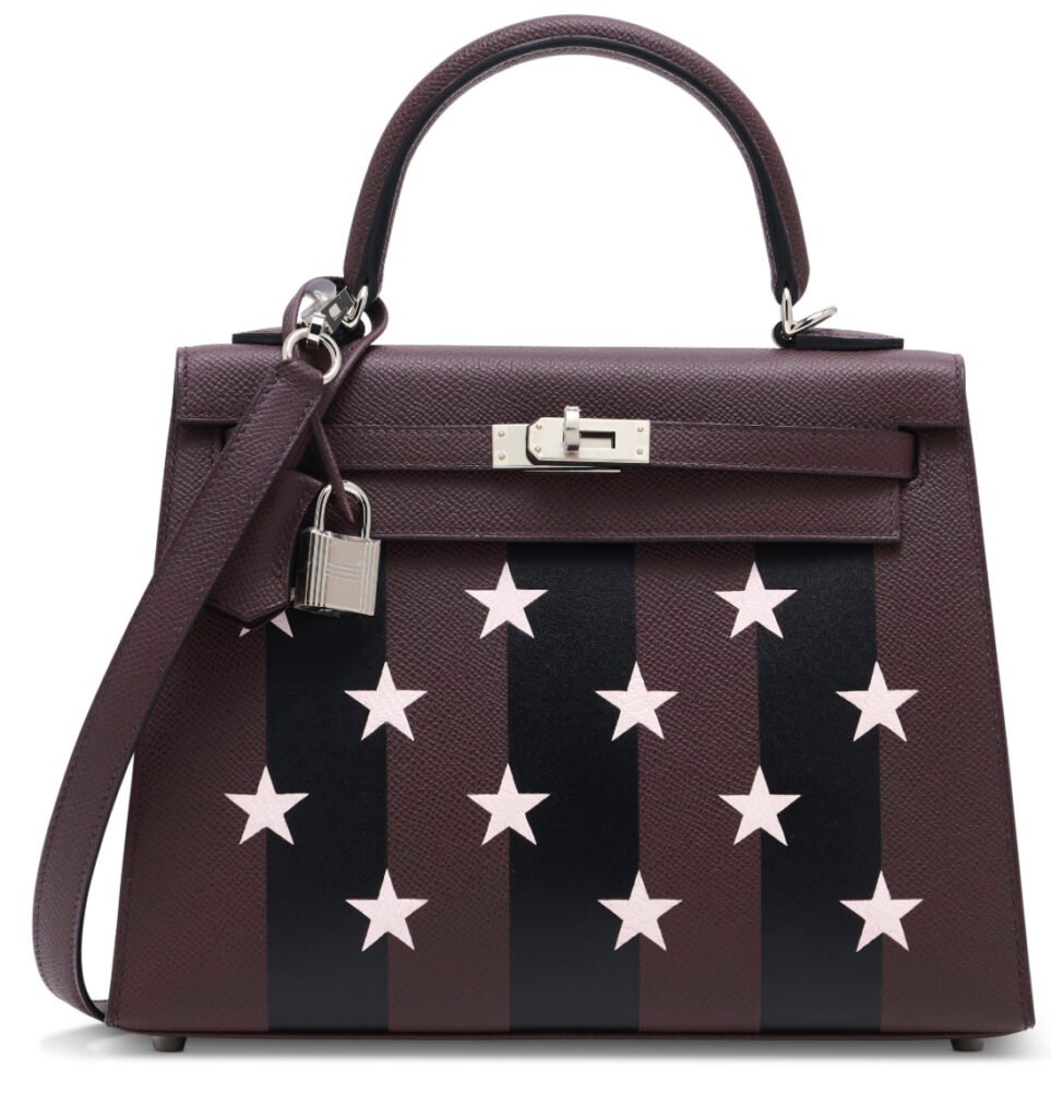Limited edition Hermès Casaque Kelly 25 in Rouge Sellier, Black Tadelakt, and Rose Darling leather with palladium hardware