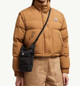 Moncler Legere Small Crossbody Bag in quilted nylon with leather trim and silicone logo patch