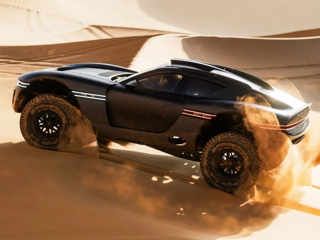 Genesis X Skorpio off-road supercar concept drifting across desert dunes during Rub’ al Khali reveal
