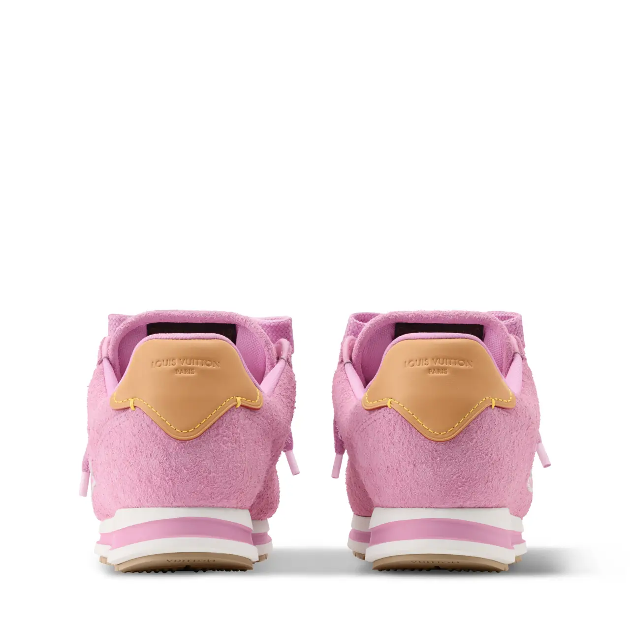 Louis Vuitton LV Buttersoft sneaker in rose suede with white accents designed by Pharrell Williams and j-hope