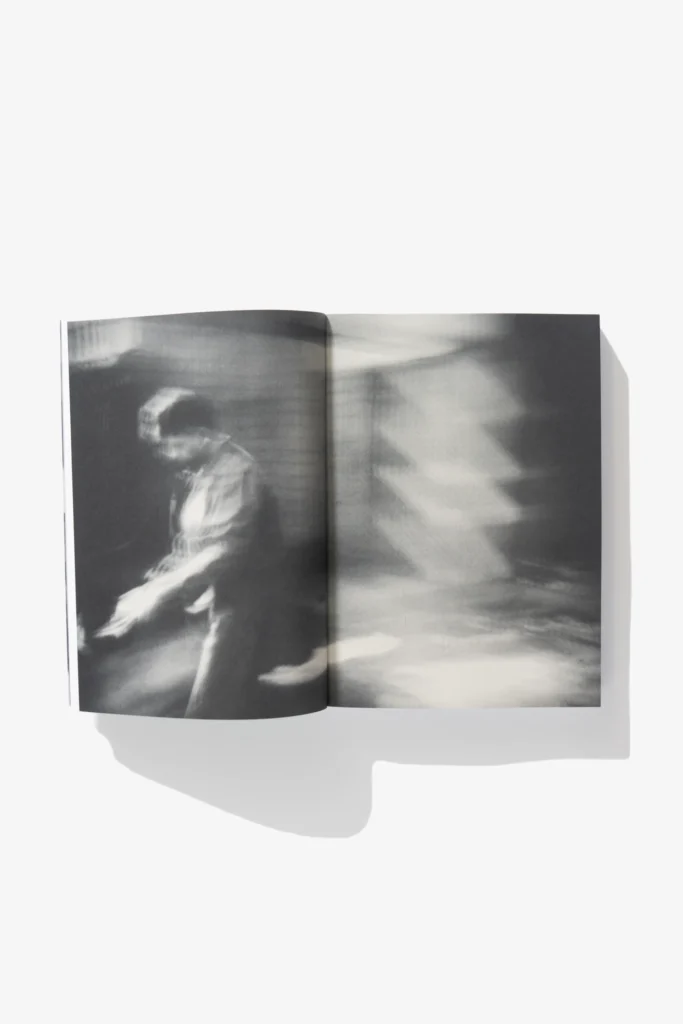 Frank Films showing a grid layout of film stills — contact-sheet style black frames with small images on the left and repeated portraits of a man against a city skyline on the right