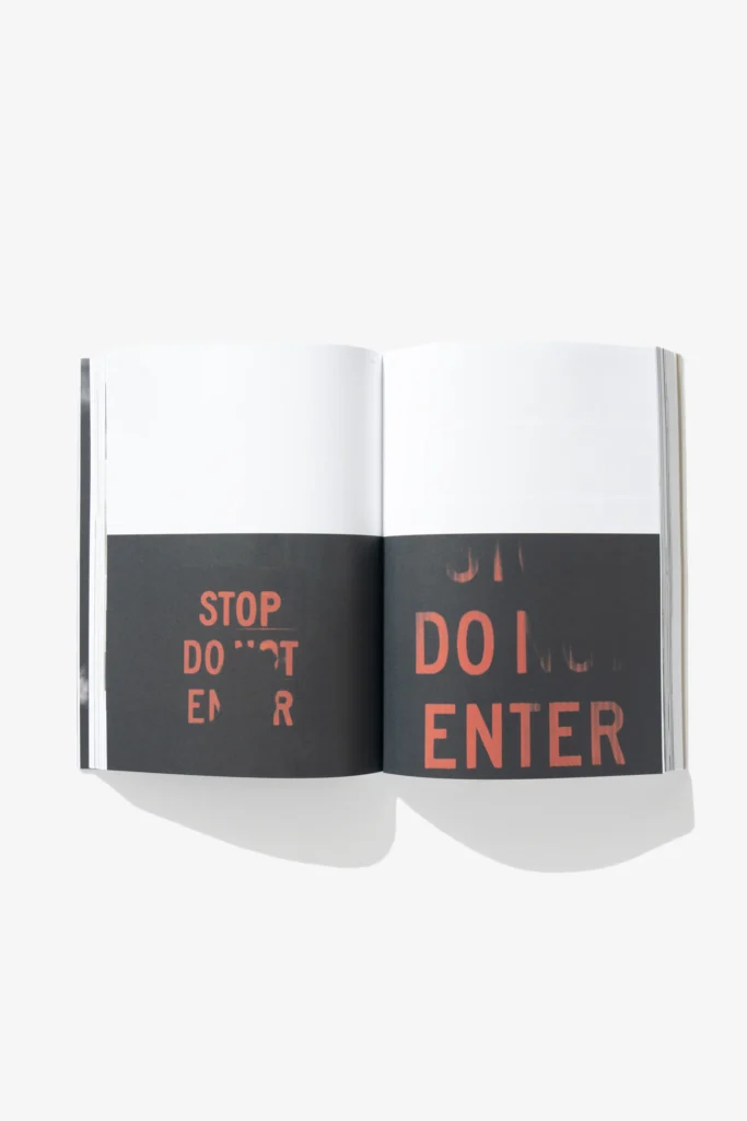 Frank Films showing a bold black-and-red typographic double-page layout with the text 'STOP DO NOT ENTER' on the left and 'DO NOT ENTER' on the right