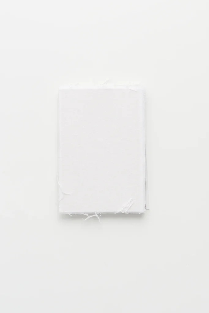 Maison Martin Margiela SS2011 Lookbook back cover with signature white fabric and raw frayed edges