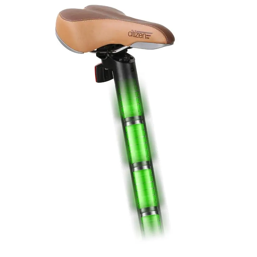 Close-up detail of a Lime electric bike component, highlighting the bright green frame and integrated hardware design within a shared urban mobility system