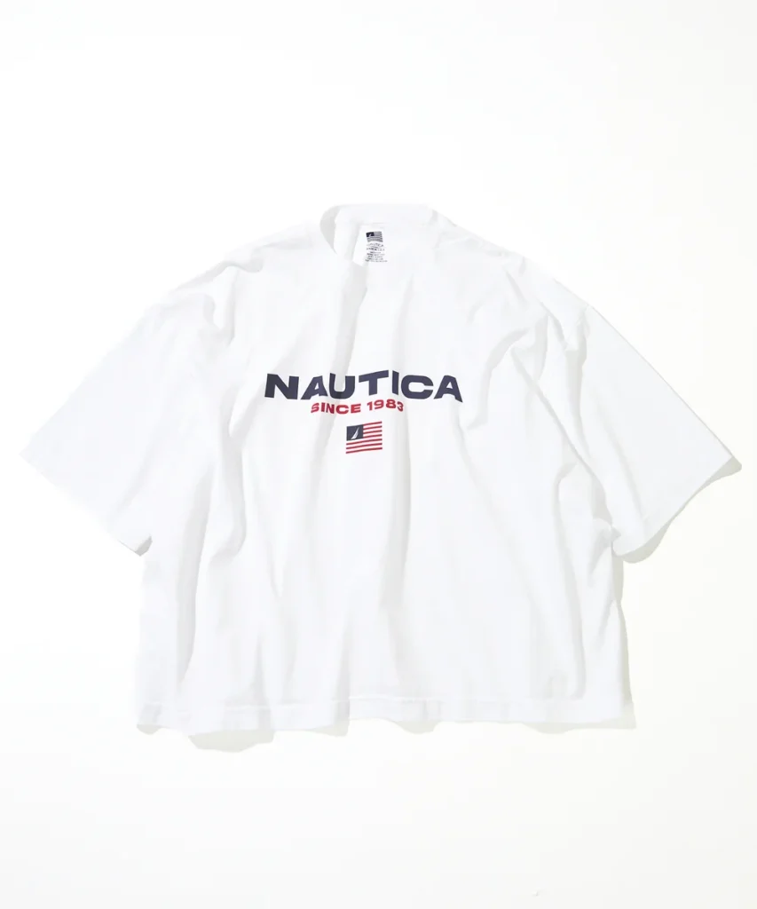 White Nautica Made in USA oversized T-shirt with retro Nautica Since 1983 logo print and heritage flag motif
