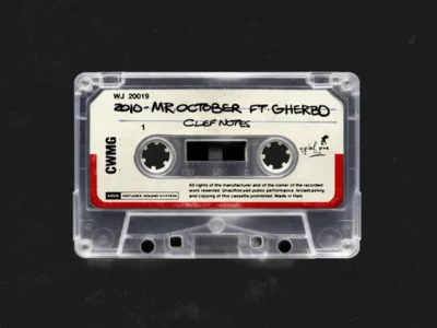 Promotional artwork for Wyclef Jean and G Herbo’s “Mr. October” featuring a transparent vintage cassette tape labeled “Clef Notes,” reinforcing the project’s nostalgic hip-hop aesthetic and mixtape-inspiration