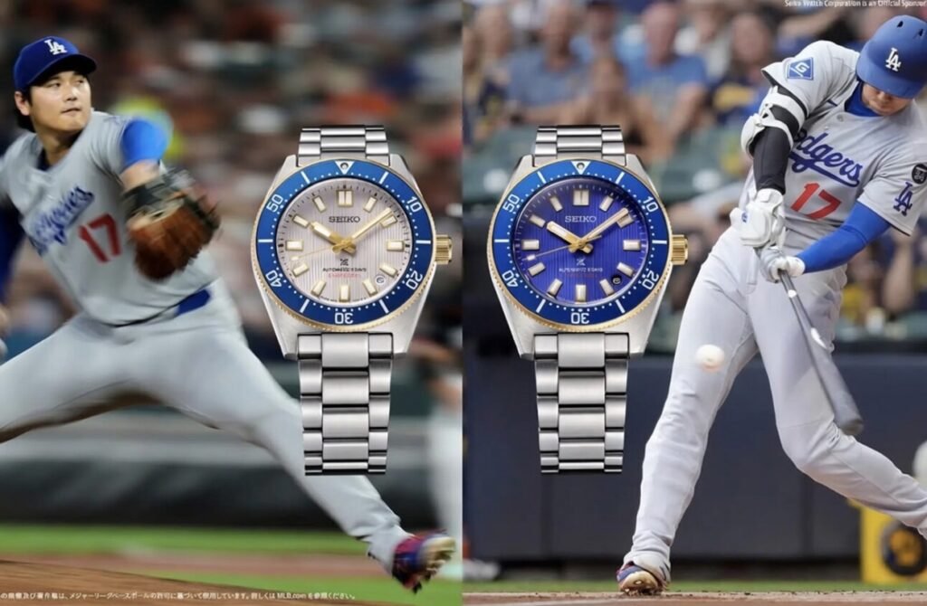 SBDC222 (silver) & SBDC224 (blue) with Shotime in action. Limited to 1,700 pieces each. 40mm, 300m divers with gold accents honoring Ohtani’s MVP legacy