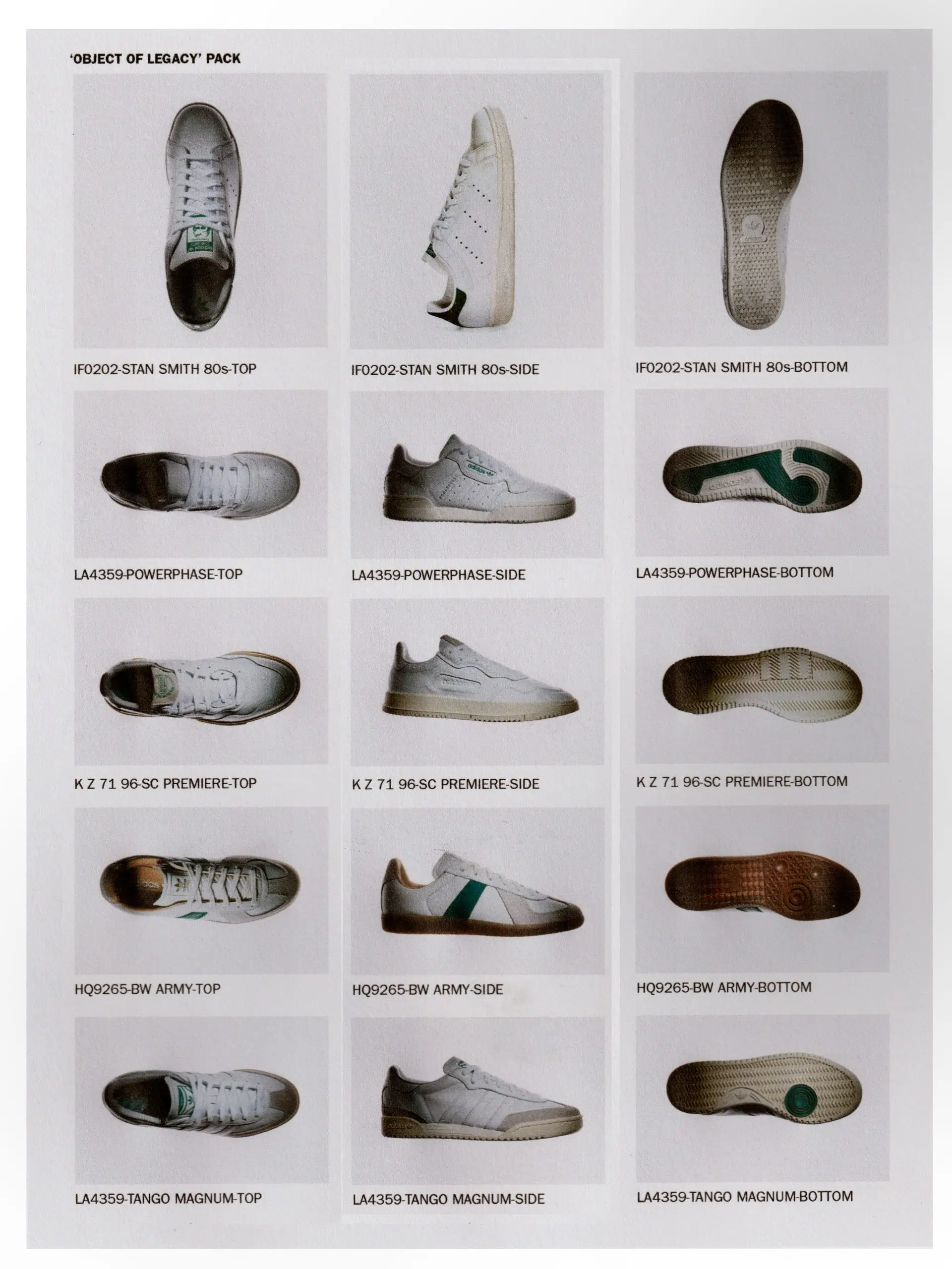Clean white adidas Powerphase sneaker presented with outsole, overhead, and profile views, highlighting perforated side panels, turquoise branding accents, vintage-inspired tooling, and a retro training sil