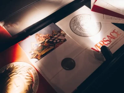 Glimpses of the master’s world: Medusa-embossed catalogs, Primavera campaign prints, and signature Baroque opulence on display in the Gianni Versace Retrospective. Pure archival glamour
