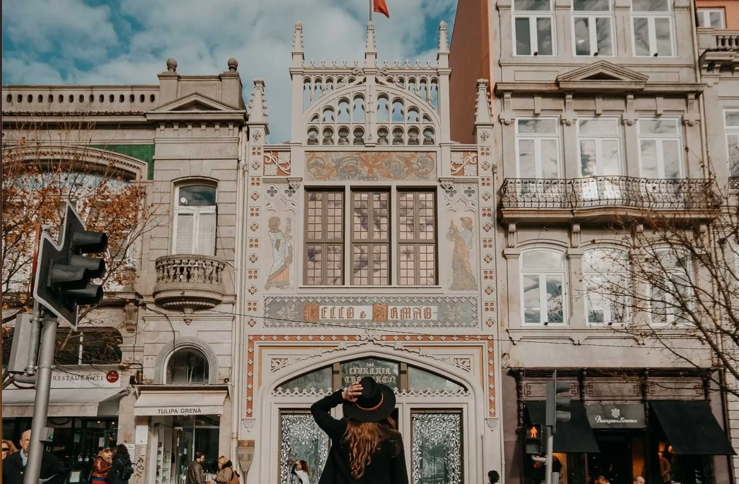 Livraria Lello facade in Porto, now home to Dua Lipa’s Manifesto Library