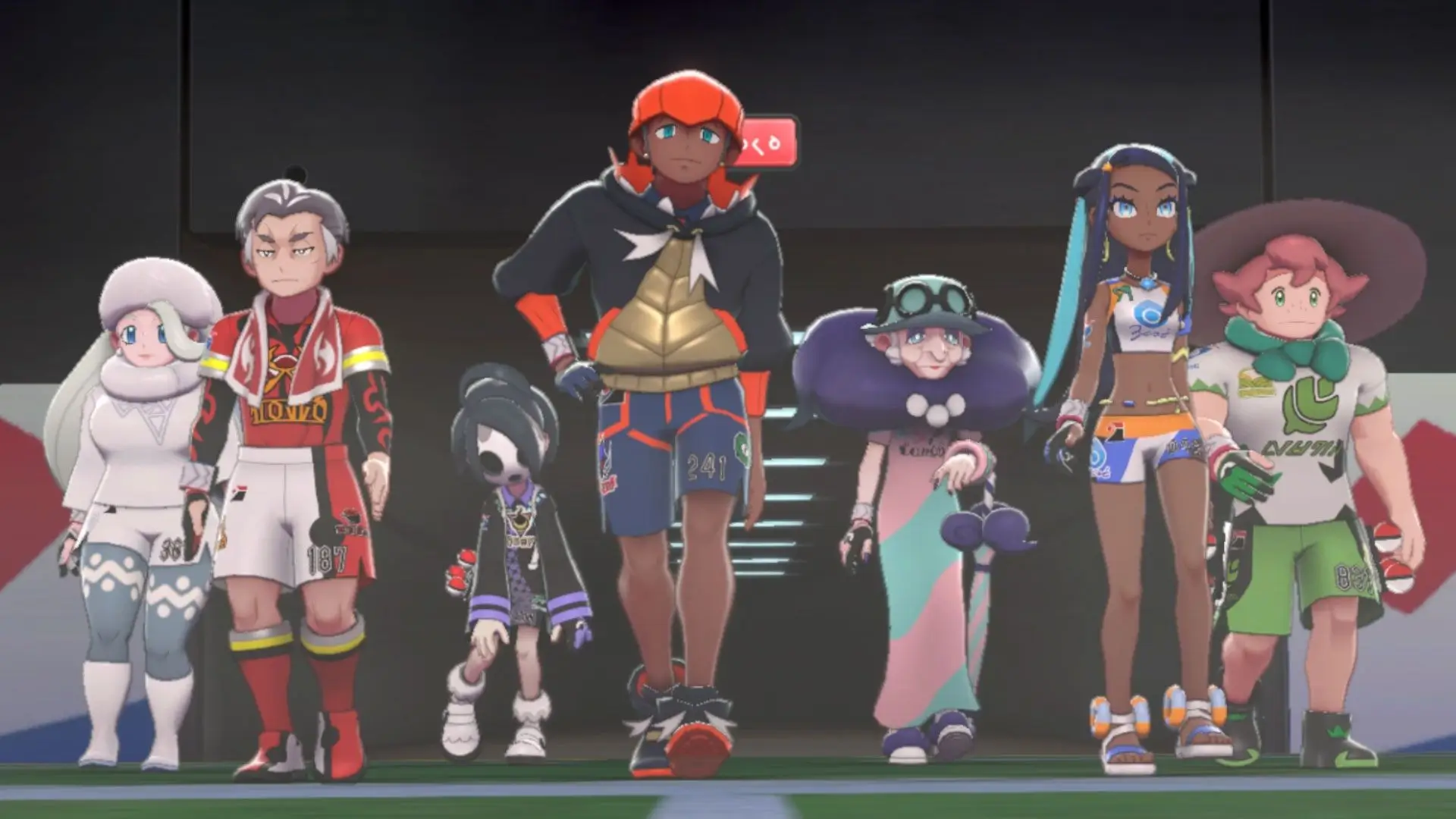 This image features the Galar Gym Leaders from Pokémon Sword & Shield entering a championship-style stadium, making Play! Pokémon the most directly relevant official social channel for tournament and Gym Leader content