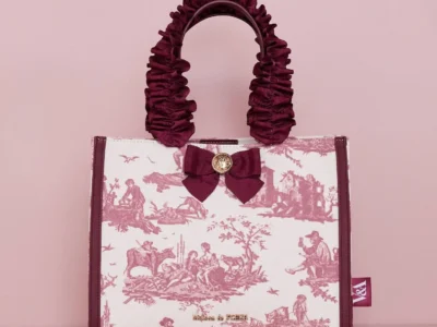 The Opulent Allure of Maison de Fleur’s “Marie Antoinette” Inspired Bag and Pouch: A Bordeaux Ribbon Reverie in Modern Femine