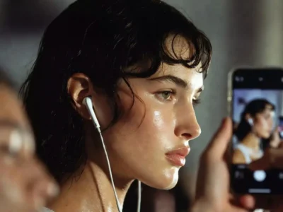One earbud in, cord on full display. The wired It Girl aesthetic is the ultimate summer move — cool, connected, and effortlessly stylish