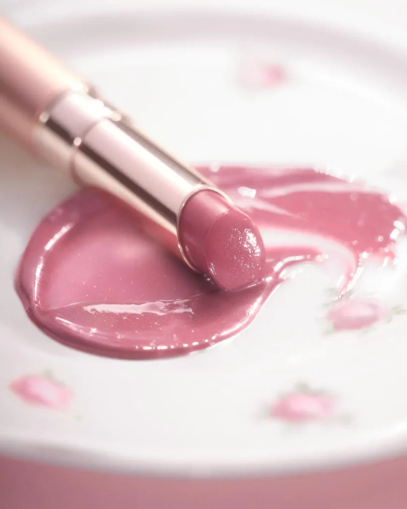 OPERA Autumn 26 lip color in rose mauve shade with glossy jam-like texture and Sugar Glamer shimmer detail