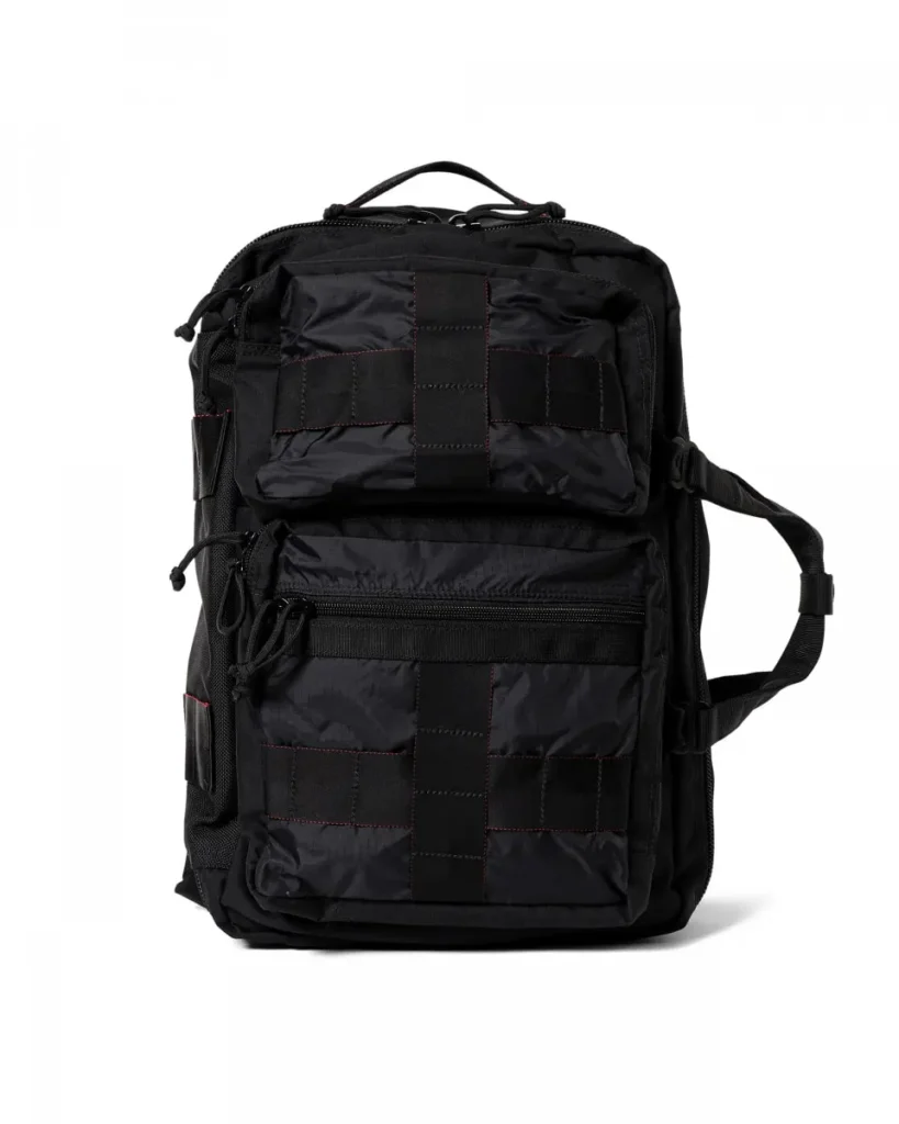 Front view of the black BRIEFING NEO 3WAY NO.1 backpack on a white background
