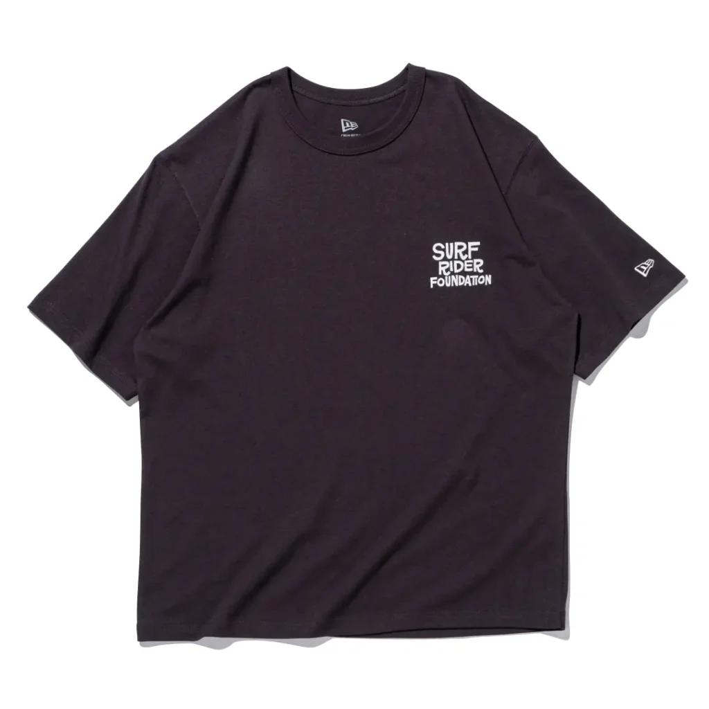 Black Tee front with a small white Surf Rider Foundation logo on the left chest and New Era logo embroidered on the sleeve