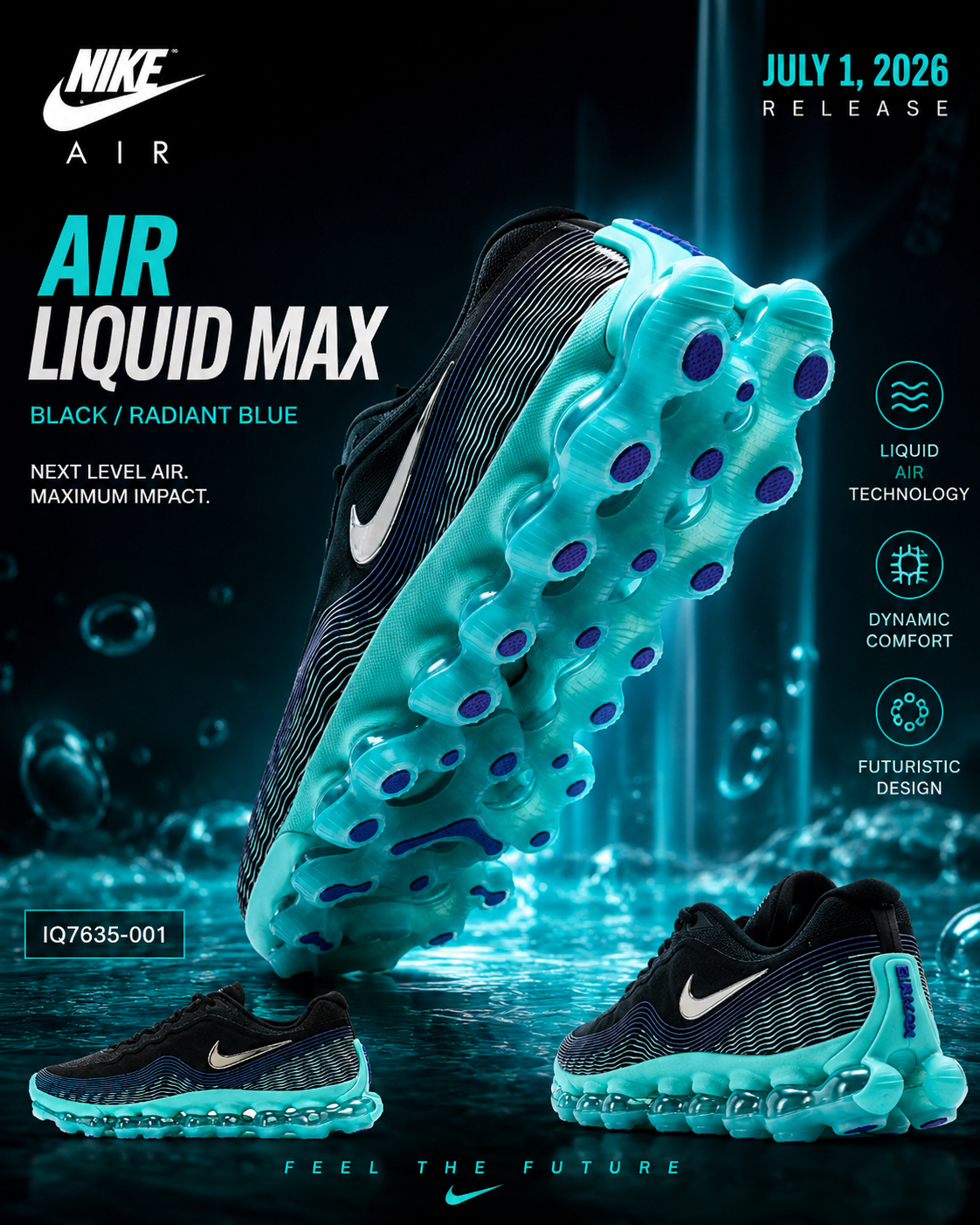 Nike Air Liquid Max Black Radiant Blue promotional poster