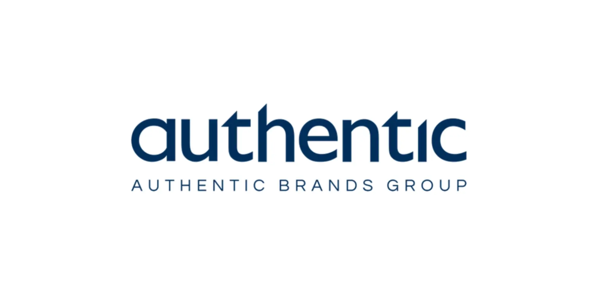 Authentic Brands Group corporate logo displayed in navy blue on a clean white background.