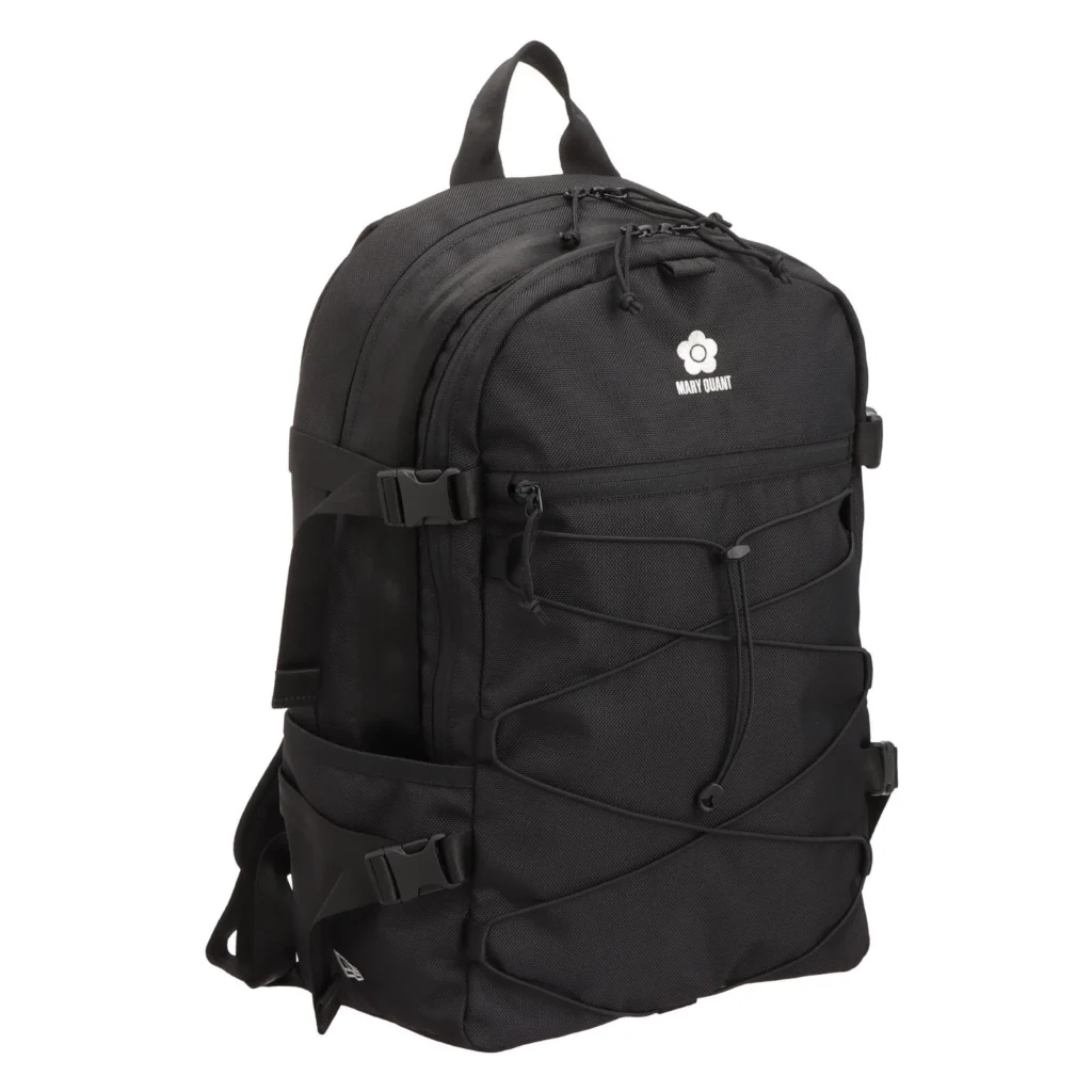 Black Mary Quant X New Era Backpack With Front Bungee Cord And Flower Brand