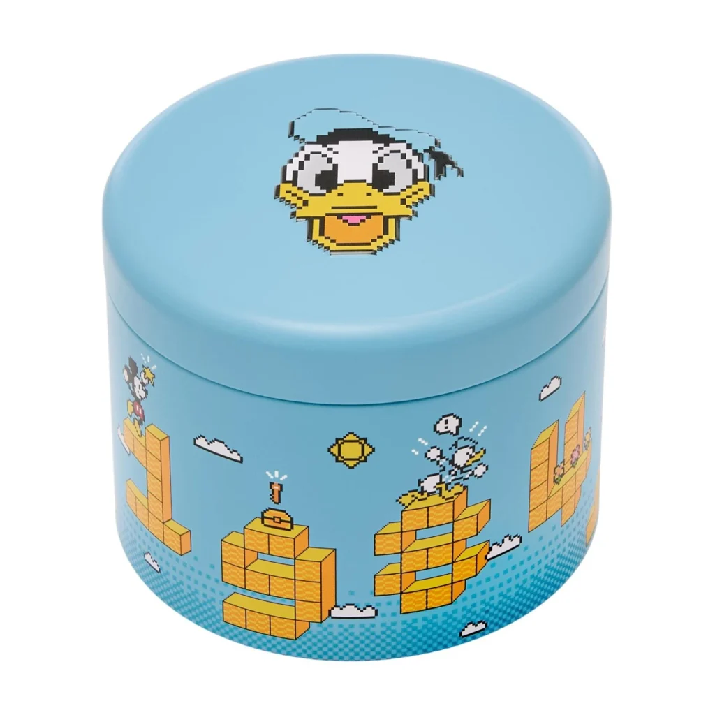 Blue Disney Fossil Collector Tin Feature Pixel-Art Donald Duck Graphic