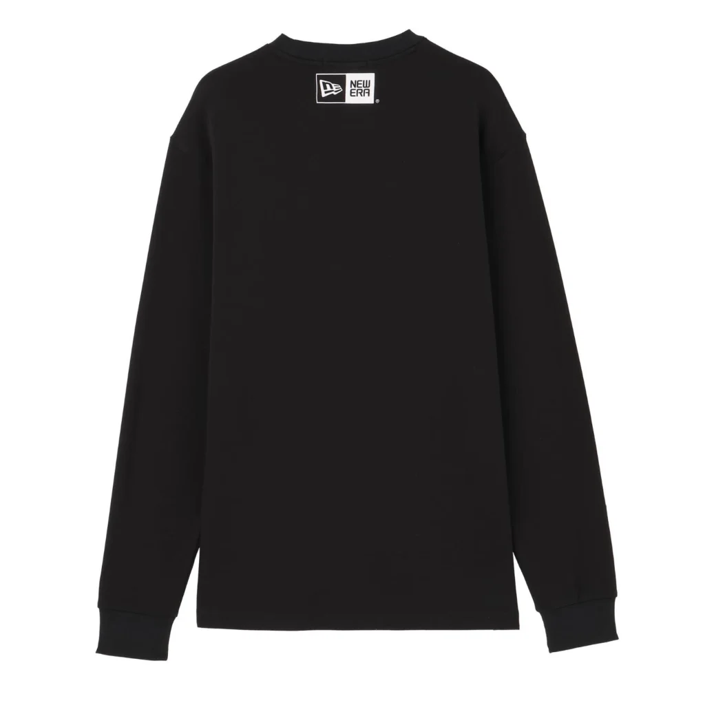 Back View Of Black Mary Quant X New Era Long-Sleeve Shirt With New Era Logo At Neck