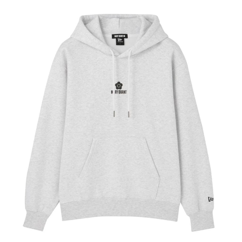 Light Gray Mary Quant X New Era Hoodie With Small Flower And Mary Quant Chest Logo