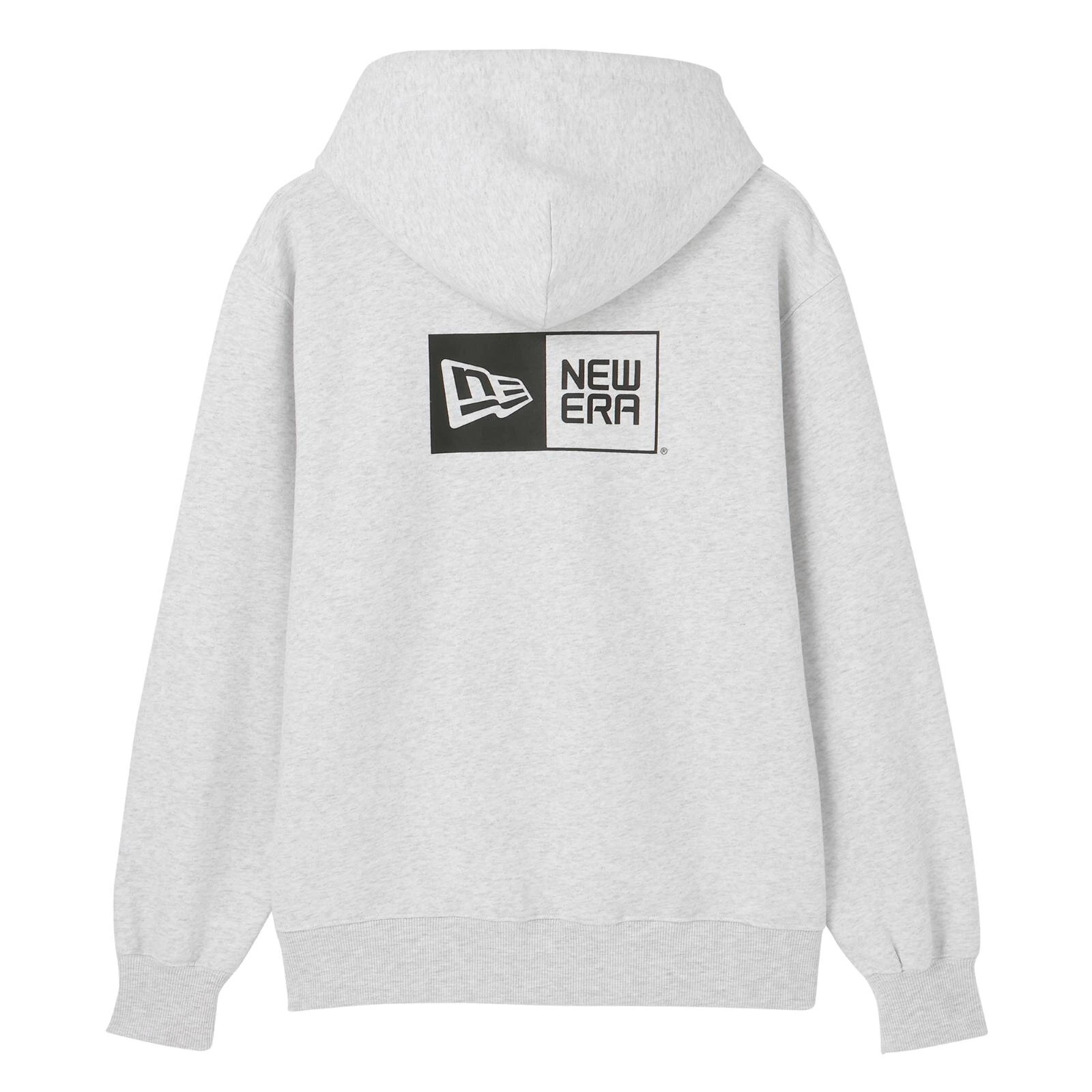 Back View Of Light Gray Mary Quant X New Era Hoodie With Large New Era Logo