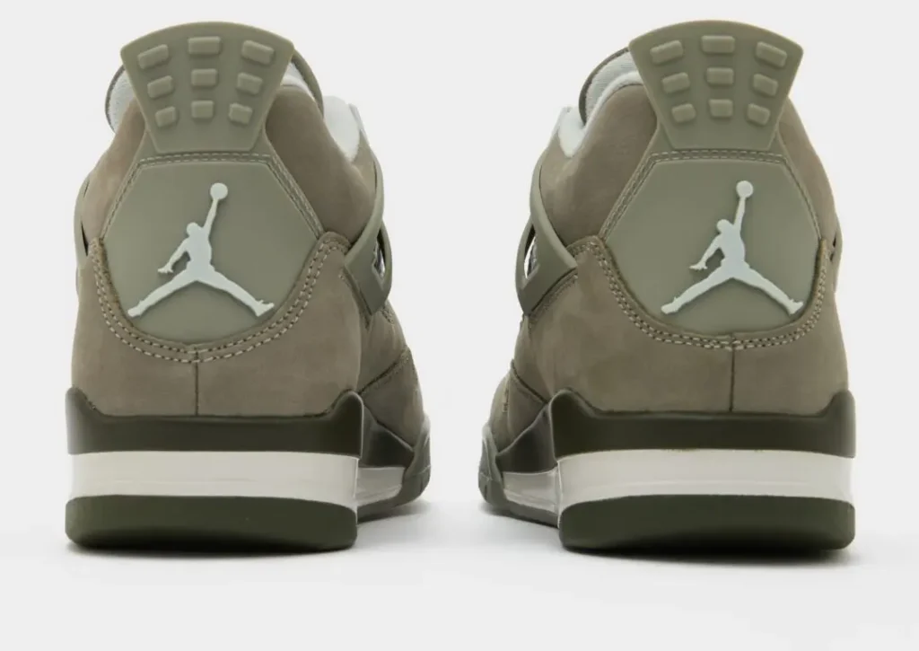 Taupe Air Jordan 4 Rear View With White Jumpman Heel Logo