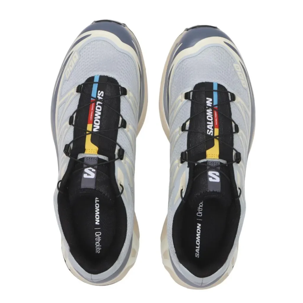 Top View Of Salomon XT-6 Pair Show Black Quick-Lace Sys And Brand Tongue