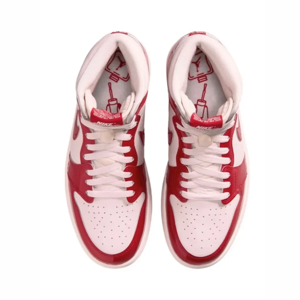 Top View Of Red And White Air Jordan 1 High Pair