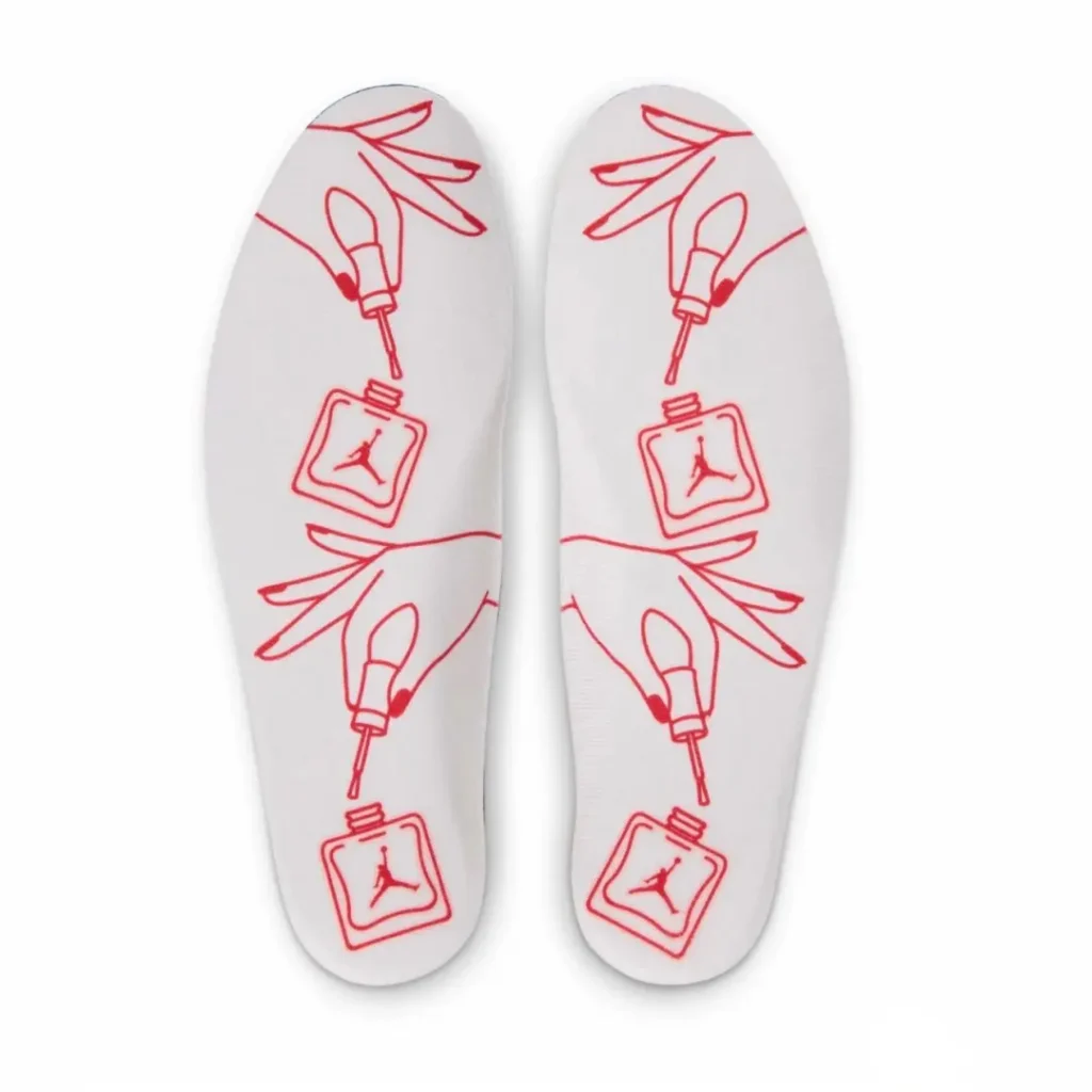 White Insole With Red Nail Polish And Jumpman Graphic