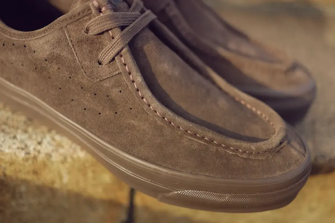 Brown Vans Suede Moc Toe Shoe With Contrast Stitching