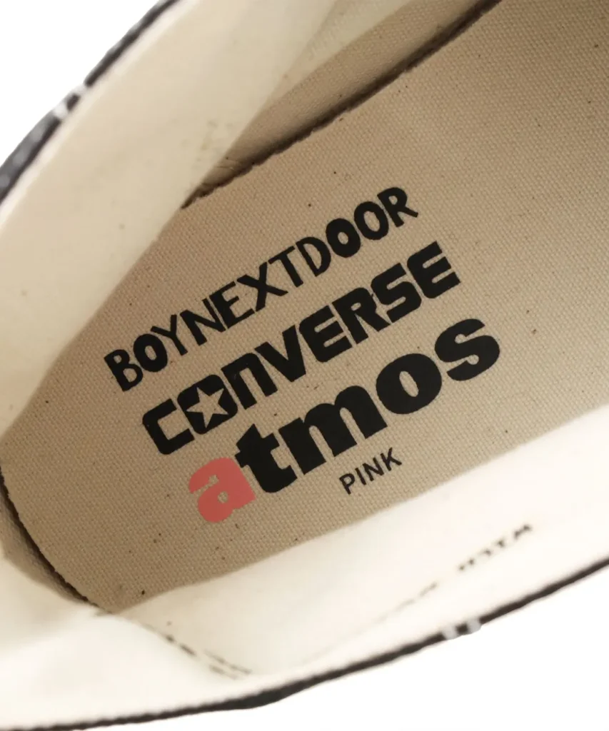 Insole display BOYNEXTDOOR, Converse, and atmos pink collective brand