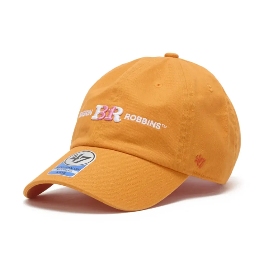 Orange Baskin-Robbins x ’47 adjustable cap with white and pink embroidered brand